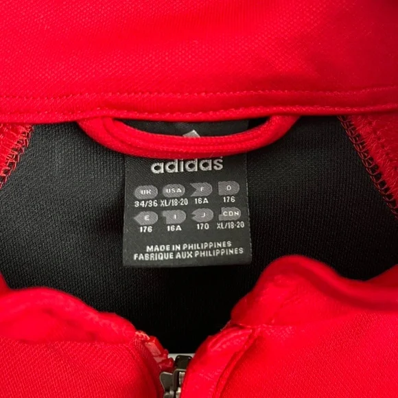 Adidas Mens 1/4 Zip Pullover Warm Up Sweater Size XLarge Red Black Vtg - Picture 5 of 5